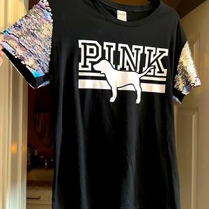 PINK sequence sleeves T-shirt
